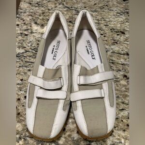 SESTO Golf by Sherry women’s spike-less golf shoes white / beige size 10 GUC